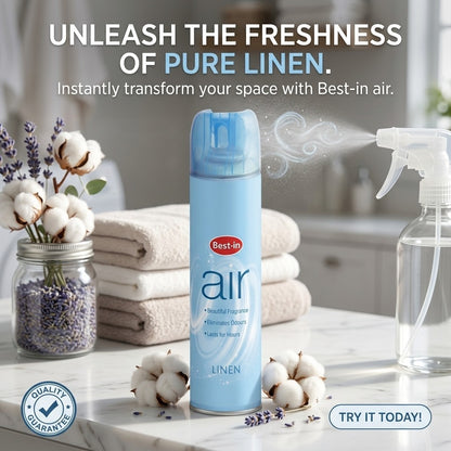 6 x Best-In Air Freshener Linen Fragrance Spray 240ml Room Odour Neutraliser
