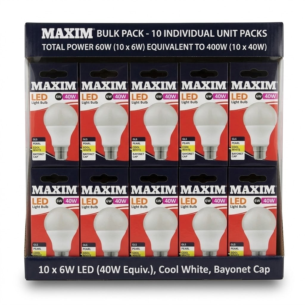 Maxim LED GLS Light Bulb BC B22 40W Equivalent Warm White 230V