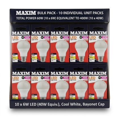 Maxim LED GLS Light Bulb BC B22 40W Equivalent Warm White 230V