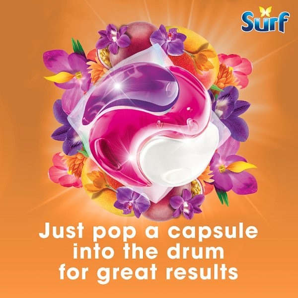15 Wash × 4 Surf 3 in 1 Laundry Washing Detergent Capsules Passion Bloom