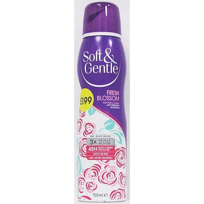 Soft & Gentle Fresh Blossom Antiperspirant Deodorant Spray 150ml - Pack of 6