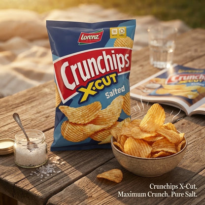 75g x 12 Lorenz X-Cut Crunchips Variety Pack - Salted, Paprika, Cheese & Onion