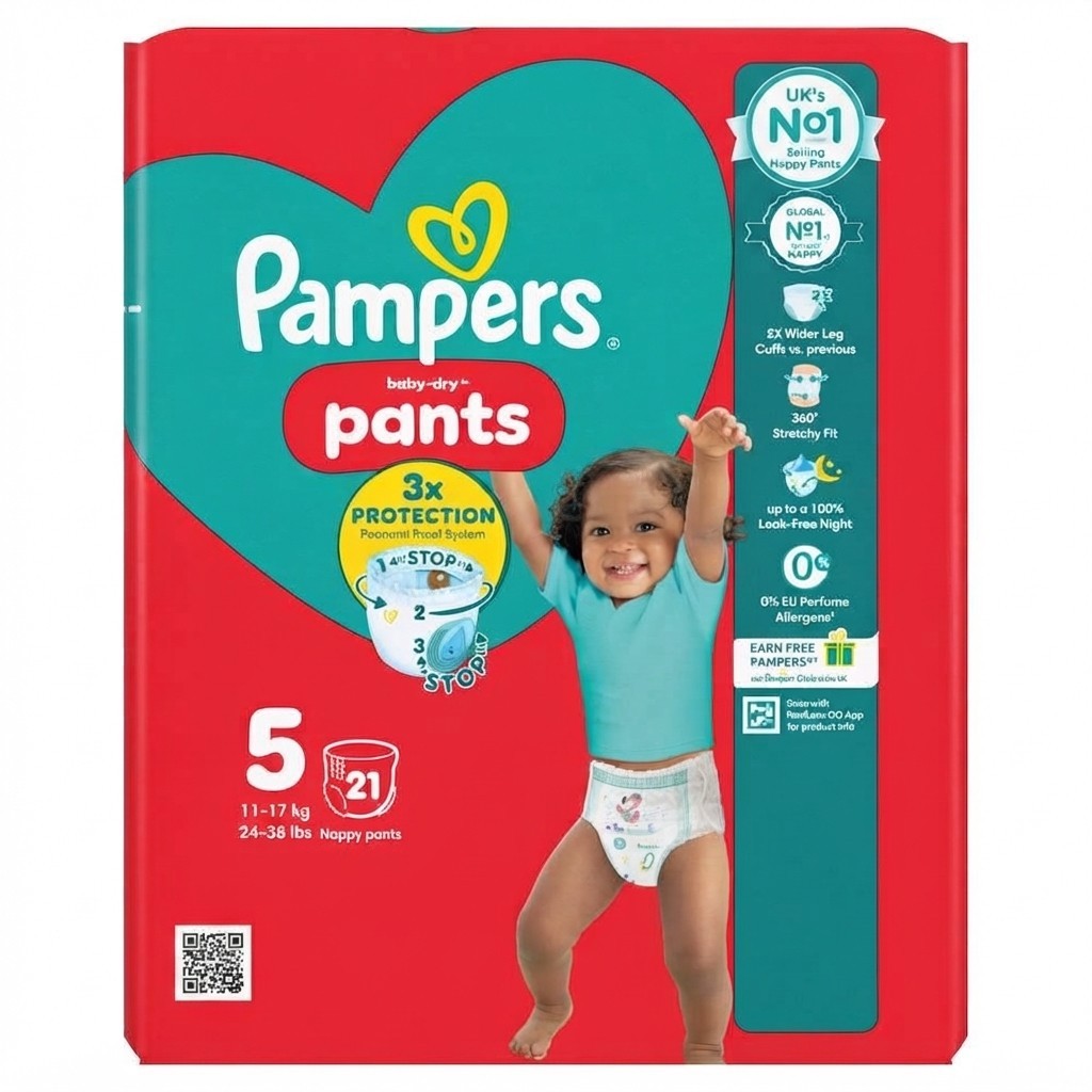 4x 21s Pampers Baby-Dry Nappy Pants Size 5 360 Fit