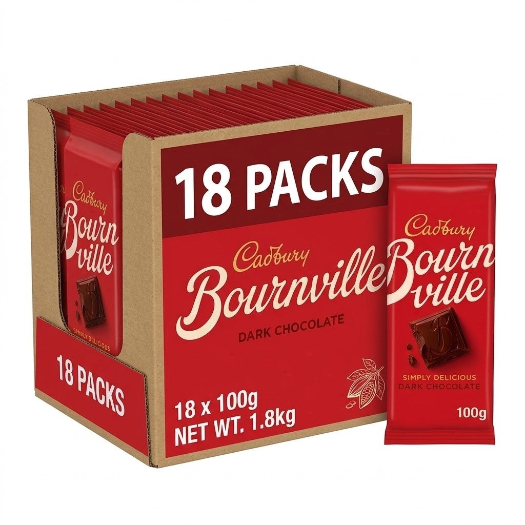 18 x 100g Cadbury Bournville Dark Chocolate Bars Bulk Box 18 Packs Wholesale