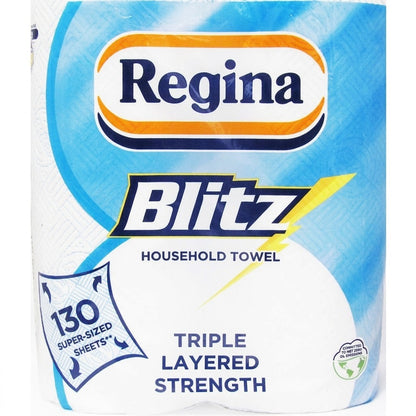 2Roll × 4 Regina Blitz Kitchen Roll Extra Large Paper Towel 3 Ply Absorbent Bulk