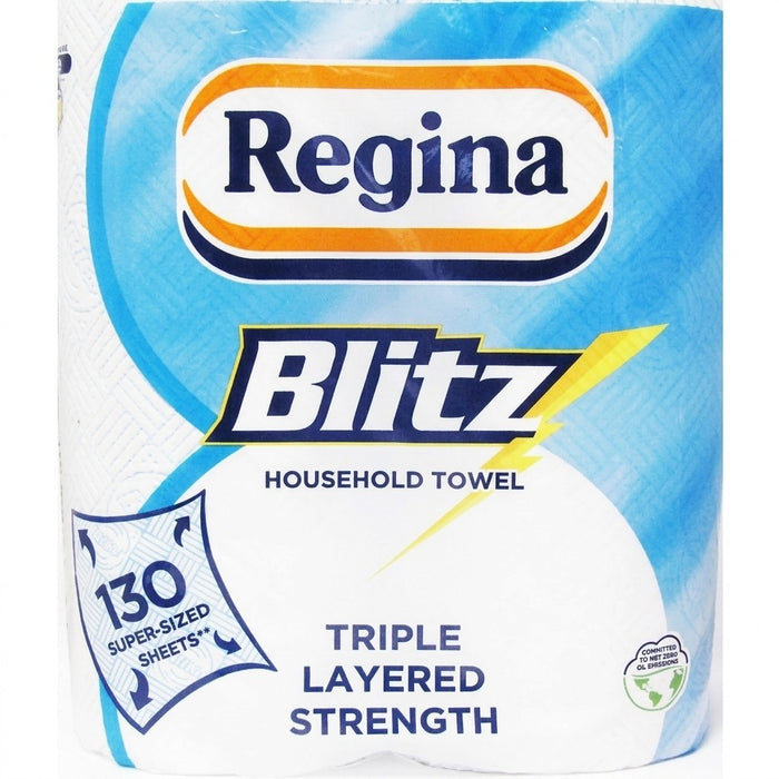 2Roll × 4 Regina Blitz Kitchen Roll Extra Large Paper Towel 3 Ply Absorbent Bulk