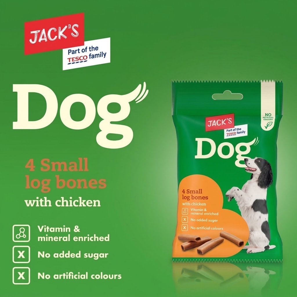 180g x 14 Pack Jack's Dog 4 Small Log Bones with Chicken Dog Treats Chews