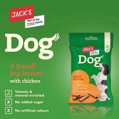 180g x 14 Pack Jack's Dog 4 Small Log Bones with Chicken Dog Treats Chews