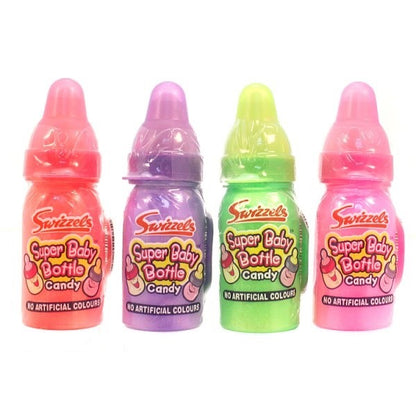 24 x 23g Swizzels Super Baby Bottle Sour Fruit Powder & Vanilla Candy Sweets Fun
