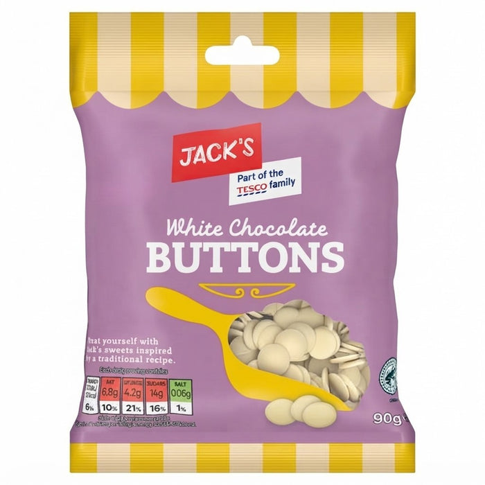 11x 90g Jack's White Chocolate Buttons Creamy White Chocolate Snacks