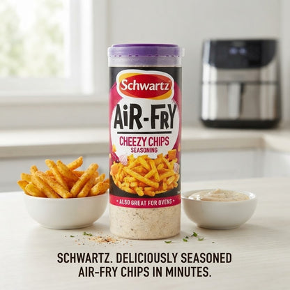 6 x 140g Schwartz Air Fryer Cheezy Chips Seasoning Drum
