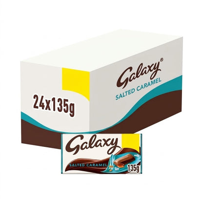 24 x 135g Galaxy Salted Caramel & Milk Chocolate Block Bar Bulk Box - Treat Pack