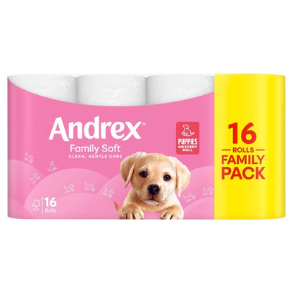 4 / 16 Rolls Pack Andrex Family Soft Toilet Tissue Soft Loo Paper White
