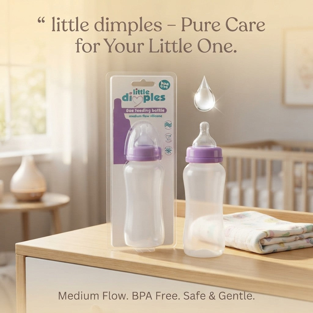 12x Little Dimples 8oz / 250ml Baby Feeding Bottle BPA-Free Medium Flow Silicone