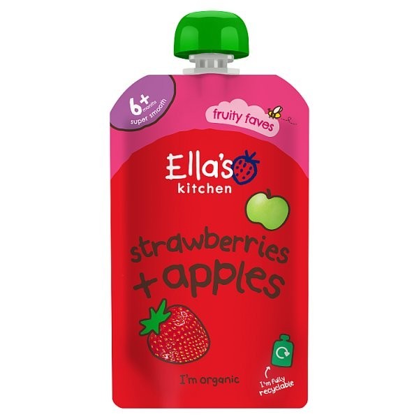 7x 120g Ella's Kitchen Strawberries + Apples Baby Food Pouch