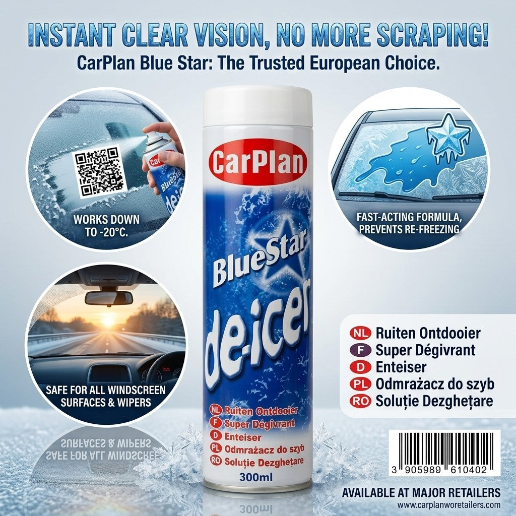 CarPlan BlueStar De-Icer 300ml Car Windscreen Defroster Spray 1 Pack / 12 Pack