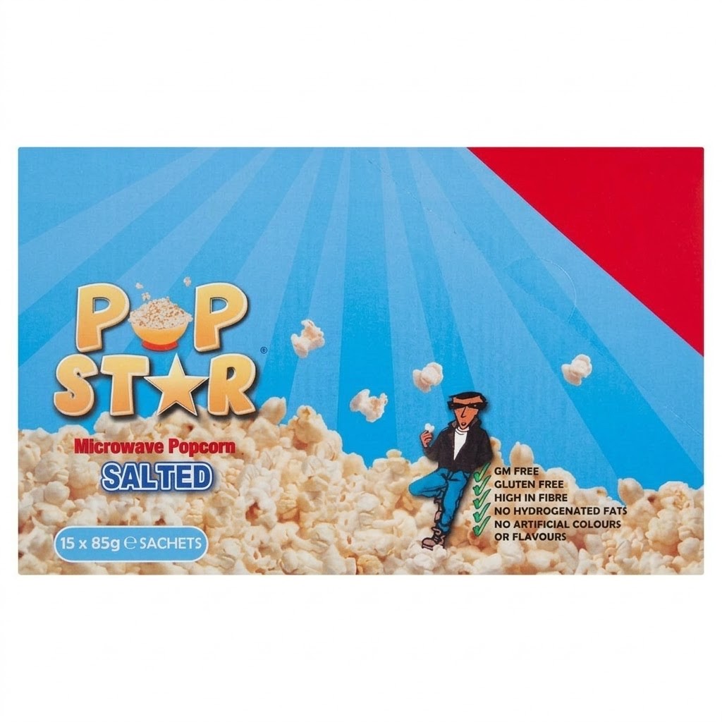 15 x 85g Pop Star Microwave Popcorn Sweet 85g x 15 & Salted 85g x 15