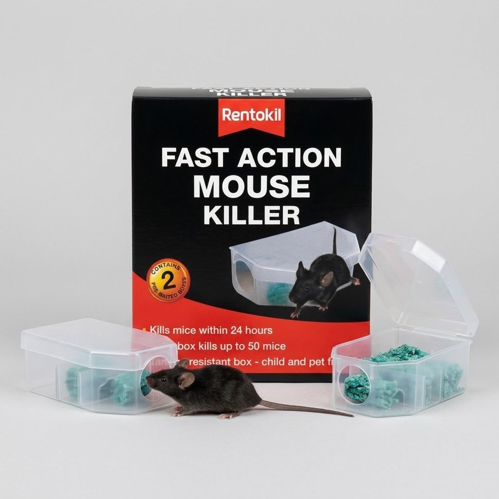 Pack of 1 & 6 Rentokil Fast Action Mouse Killer Bait Boxes Pest Control