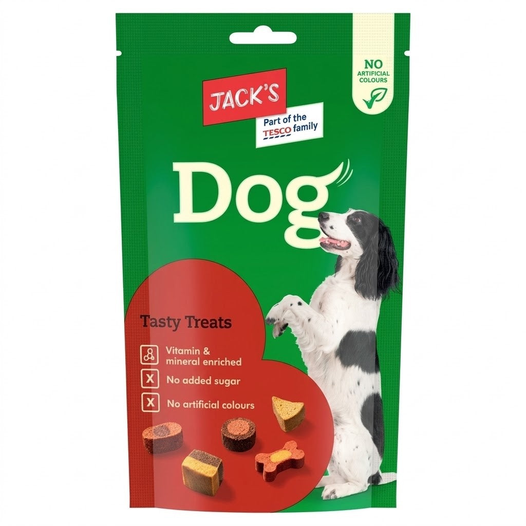 100g x 12 Pack Jack's Dog Tasty Treats Mixed Shapes Dog Biscuits Snack Pack