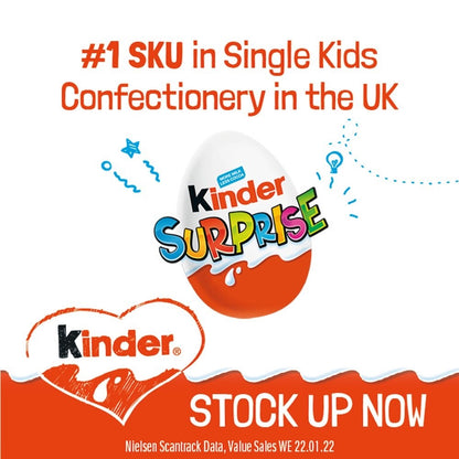 20g x 72 Kinder Surprise Milk Chocolate Egg Sweet Treat with Surprise Toy Inside