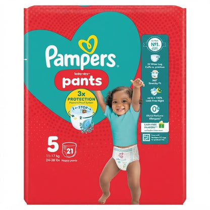 4x Pampers Baby-Dry Nappy Pants Size 5 21 Pack Case of 4 Multi Pack