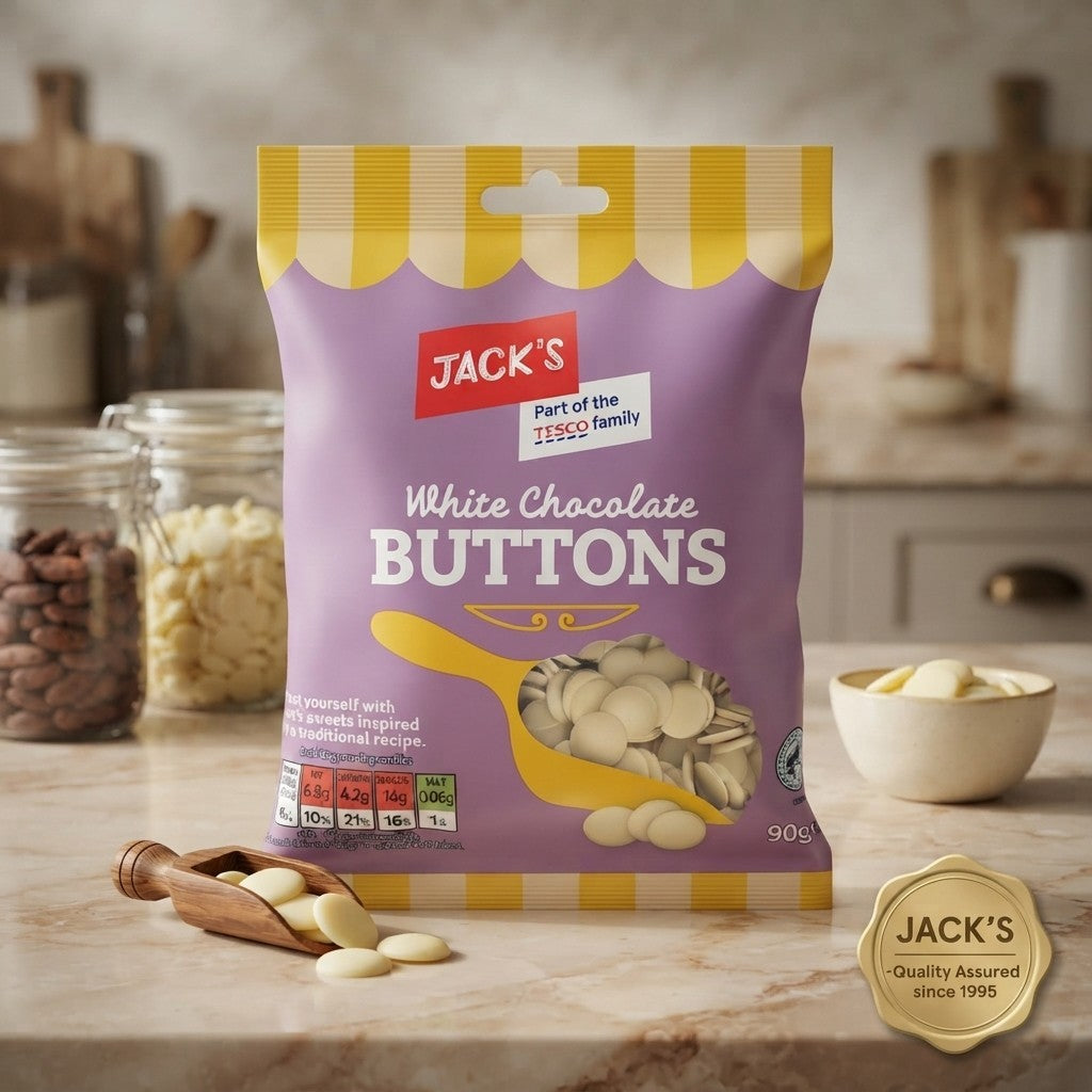 11x 90g Jack's White Chocolate Buttons Creamy White Chocolate Snacks