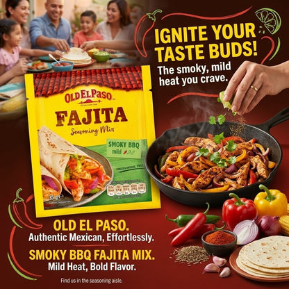 12 x 35g Old El Paso Smoky BBQ Fajita Seasoning Mix Box Bulk Pack Mild Spice