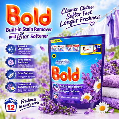 12s x 5 Bold Lavender & Camomile PODS - 3 in 1 Laundry Detergent Capsules
