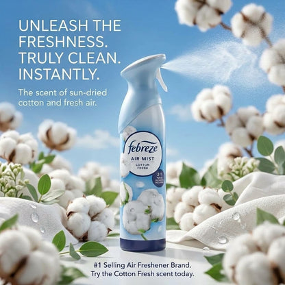 8 x Febreze Air Mist Cotton Fresh Spray 185ml Room Odour Eliminator Wholesale