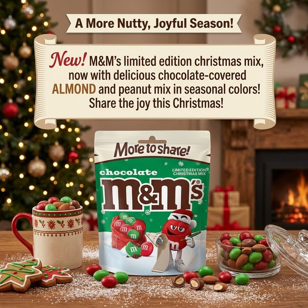 12 x 200g Servings M&M's Milk Chocolate Christmas Mix Bag Holiday Candy Limite