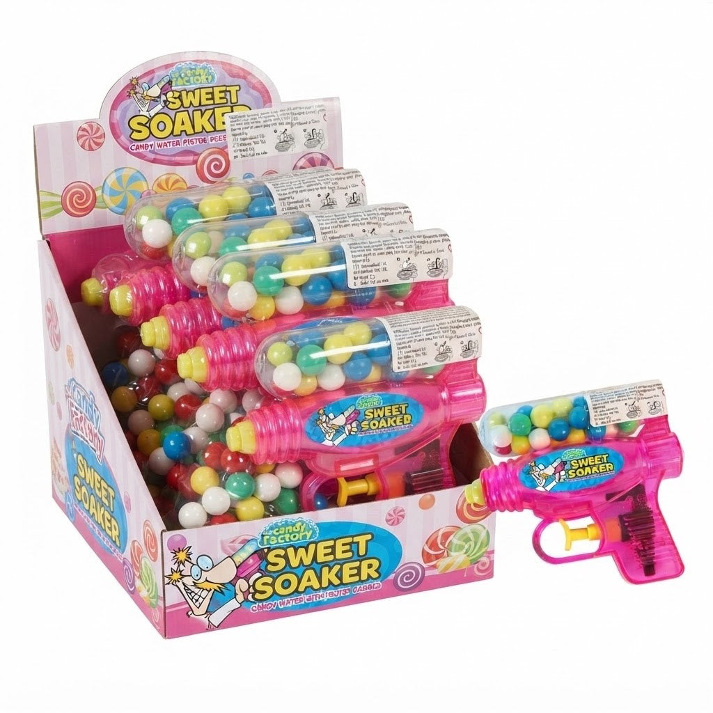 18gx 12 Crazy Candy Factory Sweet Soaker Water Pistol with Fruit Flavoured Candy