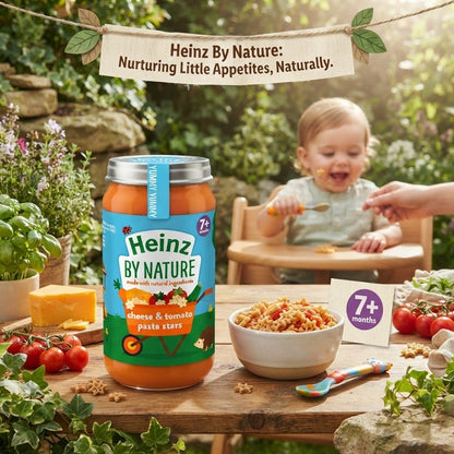 6x 200g Heinz By Nature Cheese & Tomato Pasta Stars Baby Food 7+ Months