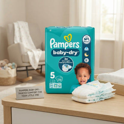 4x Pampers Baby-Dry Size 5 Nappies 23 Pack Case of 4 Multi Pack