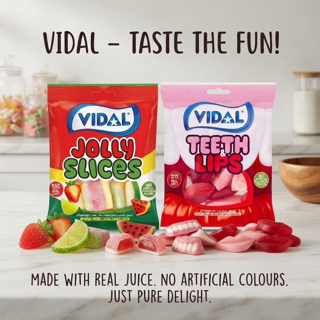 10x 140g Vidal Jolly Slices & Teeth & Lips Candy  Mixed Jelly Sweets UK