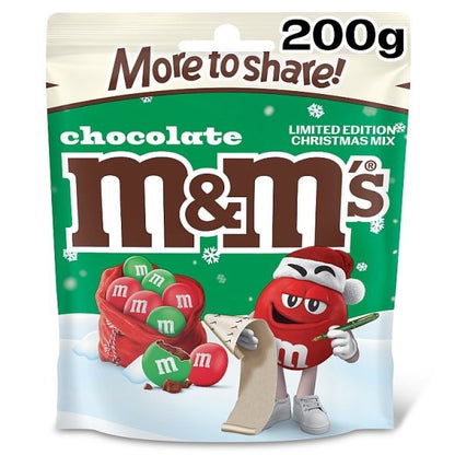 12 x 200g Servings M&M's Milk Chocolate Christmas Mix Bag Holiday Candy Limite