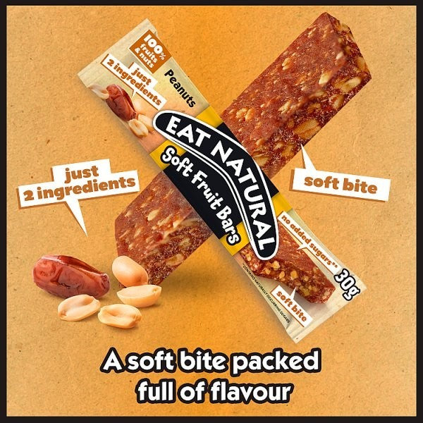 11x 4 x 30g Eat Natural Soft Fruit Bars Peanut Healthy Snack Bars UK