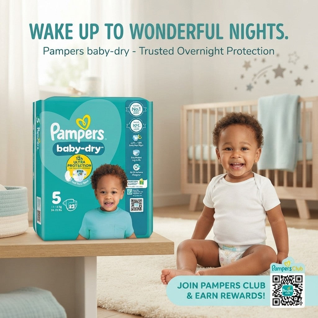 4x 23s Pampers Baby-Dry Nappies Size 5 12h Ultra Protection