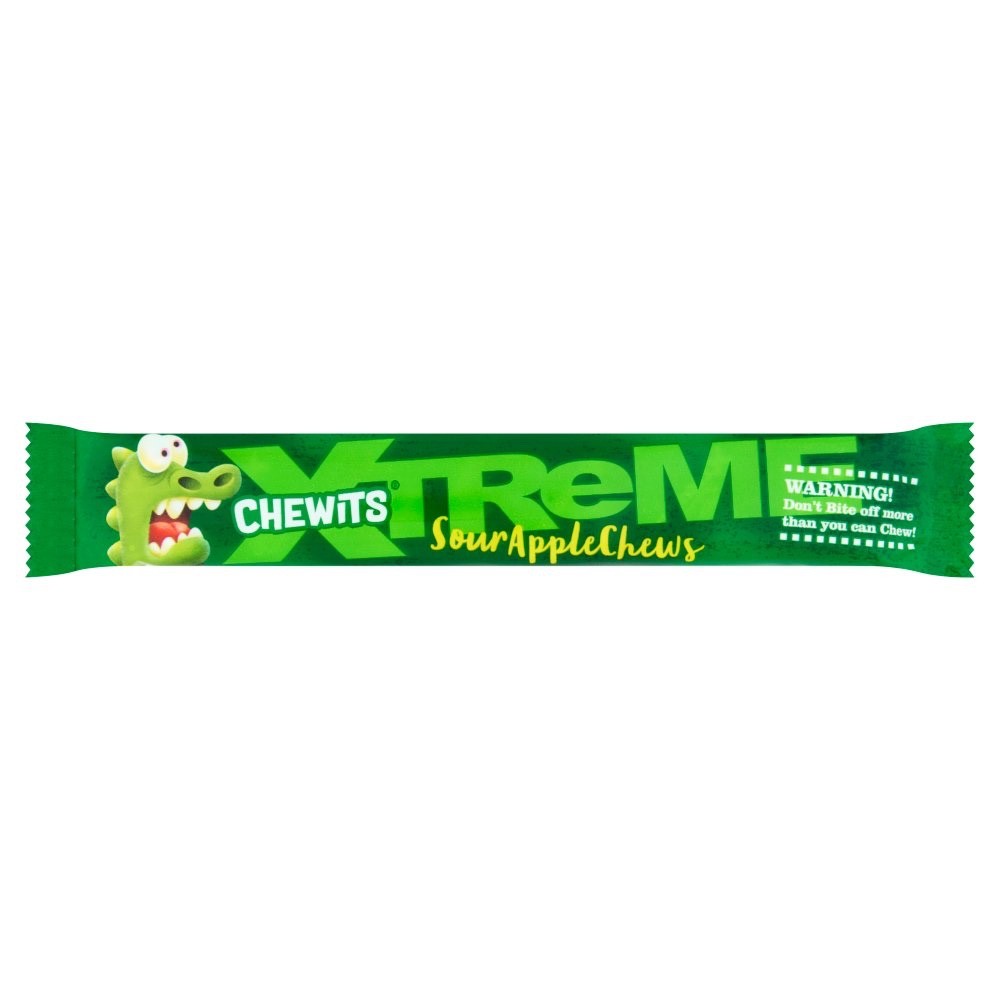 34g x 24 Pack Sour Apple Chewy Sweets Fizzy Fruity Candy Vegetarian