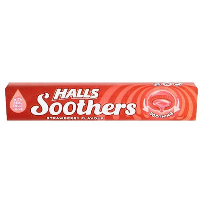Halls Soothers Strawberry Lozenges Roll 45g Sweets Bulk Pack - 20  / 120 Rolls