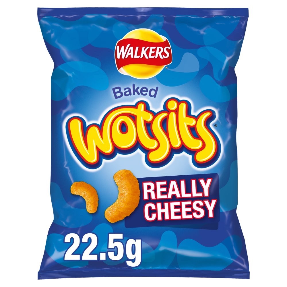 32 x 22.5g Walkers Wotsits Really Cheesy Crisps Baked Corn Snacks Bulk Box