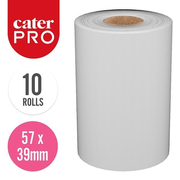 CaterPro 57mm x 39mm Thermal Till Rolls PDQ 10 Rolls Pack 1 or 5 Pack