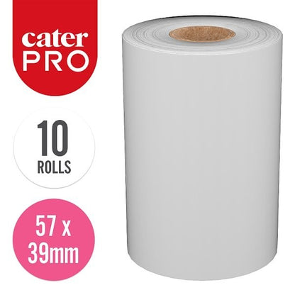 CaterPro 57mm x 39mm Thermal Till Rolls PDQ 10 Rolls Pack 1 or 5 Pack