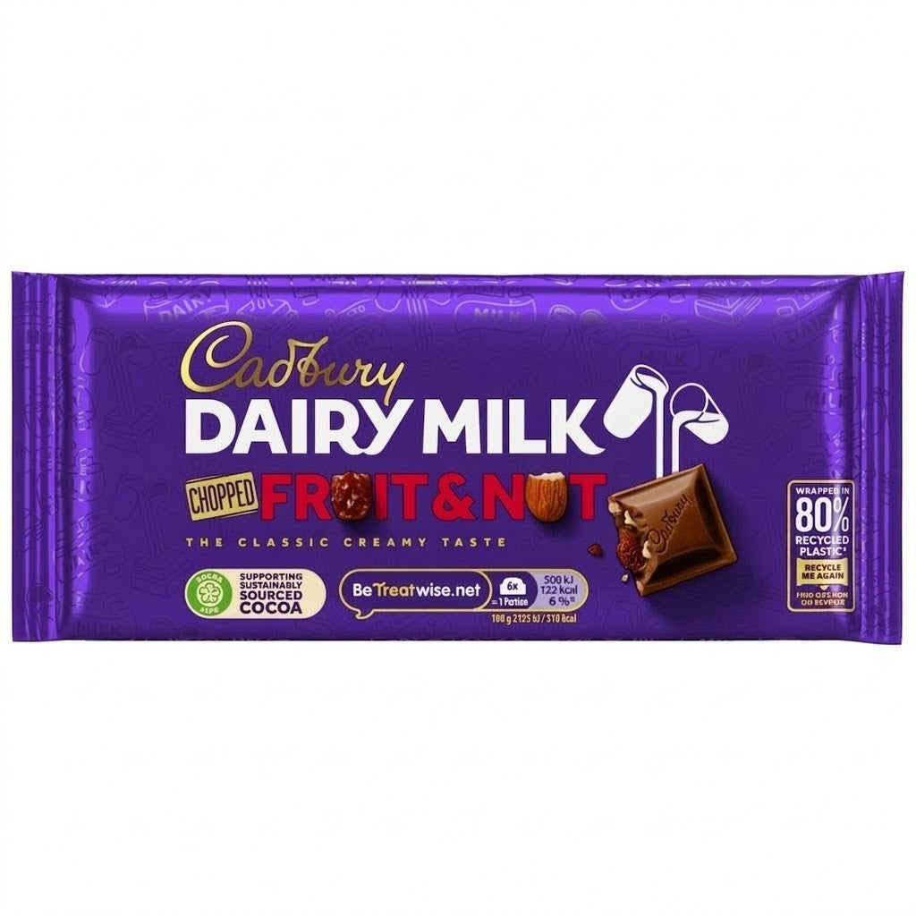 Cadbury Dairy Milk Chocolate Bars 95g - Bulk Buy Multi-Pack (Original, Fruit & N
