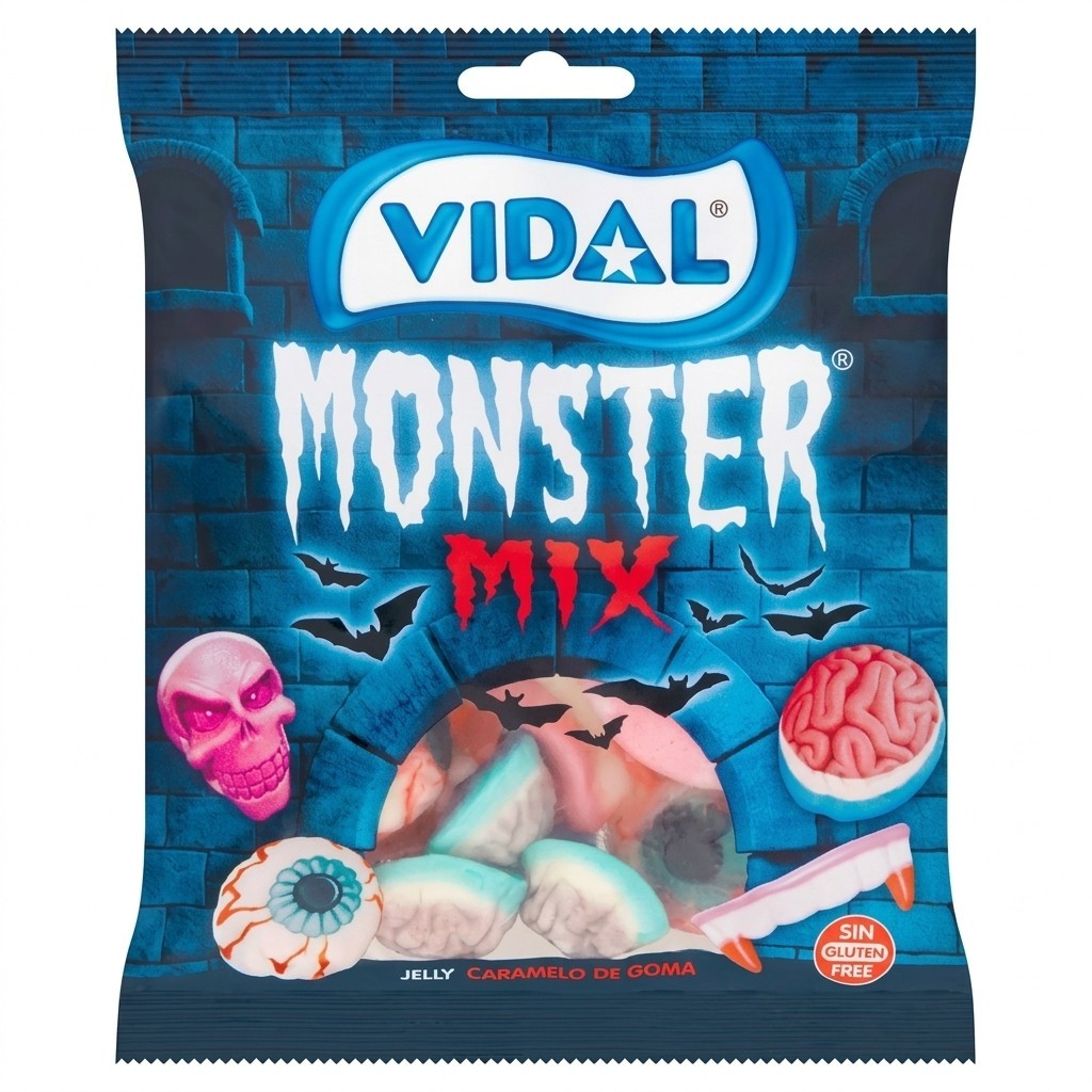 20x Pack 150g Vidal Monster Mix Gluten Free Halloween Spooky Jelly Gummy Sweet