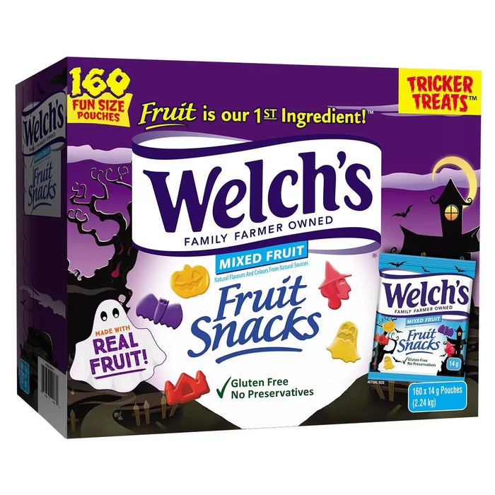 160 Pouches Welch's Halloween Fruit Snacks Bulk Box 2.24kg