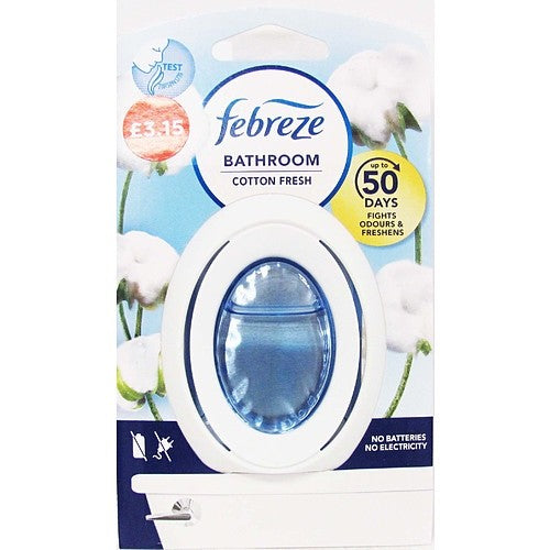8 Pack Febreze Bathroom Air Freshener Device Cotton Fresh -Up to 50 Days Freshne
