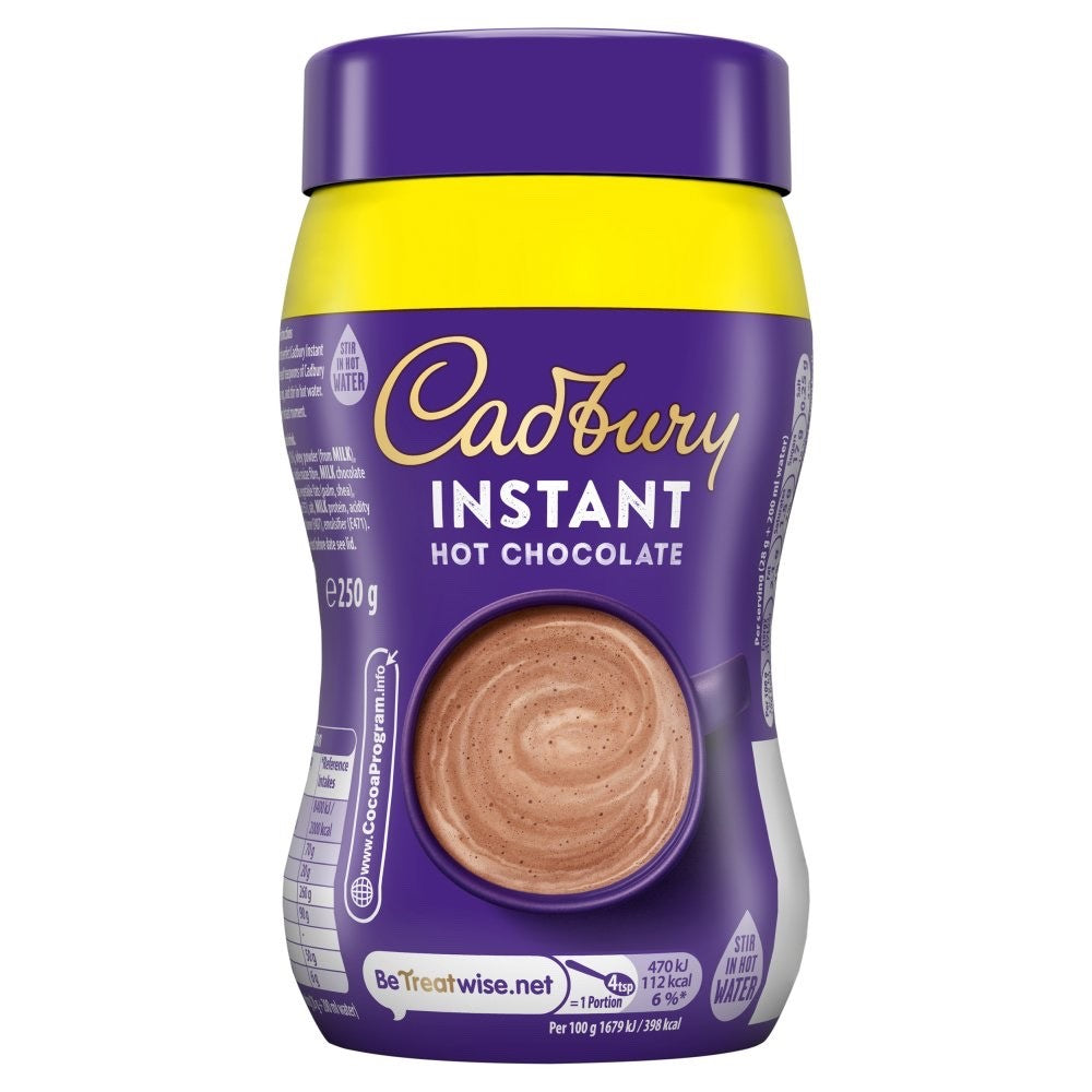 250g x 6 Pack Cadbury Instant Hot Chocolate Powder Drink Jar - Vegetarian