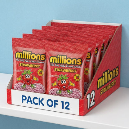 Millions Sweets Hanging Bag Apple Bubblegum Strawberry Pack of 12 x 110g