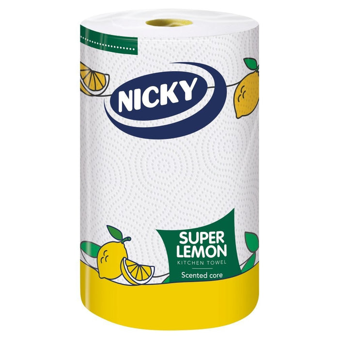 Nicky Super Lemon Kitchen Towel Scented 2 Ply Paper Roll White 12 or 16 Pack