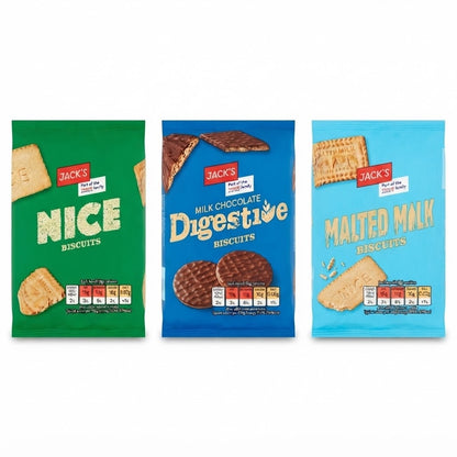 Jacks Assorted Biscuits 200g x12 Malted Milk Chocolate Coconut Vegetarian Bulk